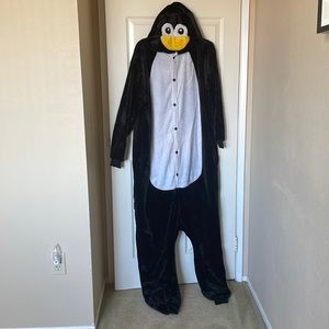 Super soft, plush penguin onesie